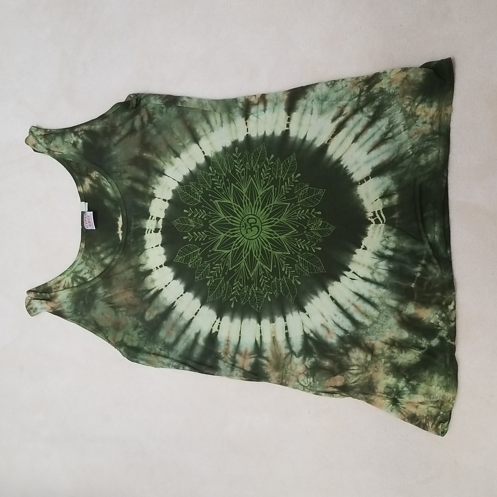 Olive green om tie dye tank
